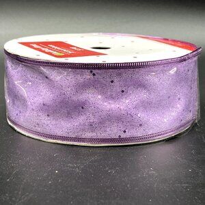 Wired Edge Ribbon 2" x 75' (25 yds) Metallic Glitter Lavender Purple